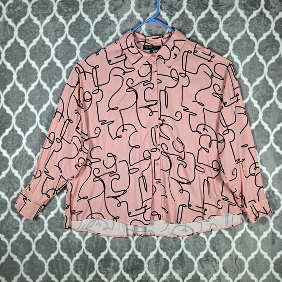 ELOQUII Pajamas 2 Piece Set Womens 24/26 Pink Abstract Print Plus Size Rayon - Picture 2 of 16